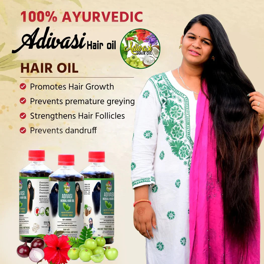 ORIGINAL ADIVASI NEELGIRI HERBAL HAIR OIL - SOURCED DIRECTLY FROM KARNATAKA (BUY 1 GET 1 FREE))